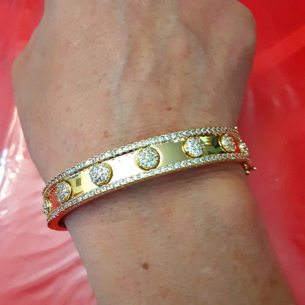 Stainless steel bangle 18kt gold plated - Picture 2 of 9